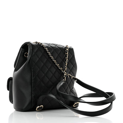 Chanel Calfskin Quilted Large Duma Pockets Drawstring Backpack Black 2 of 11