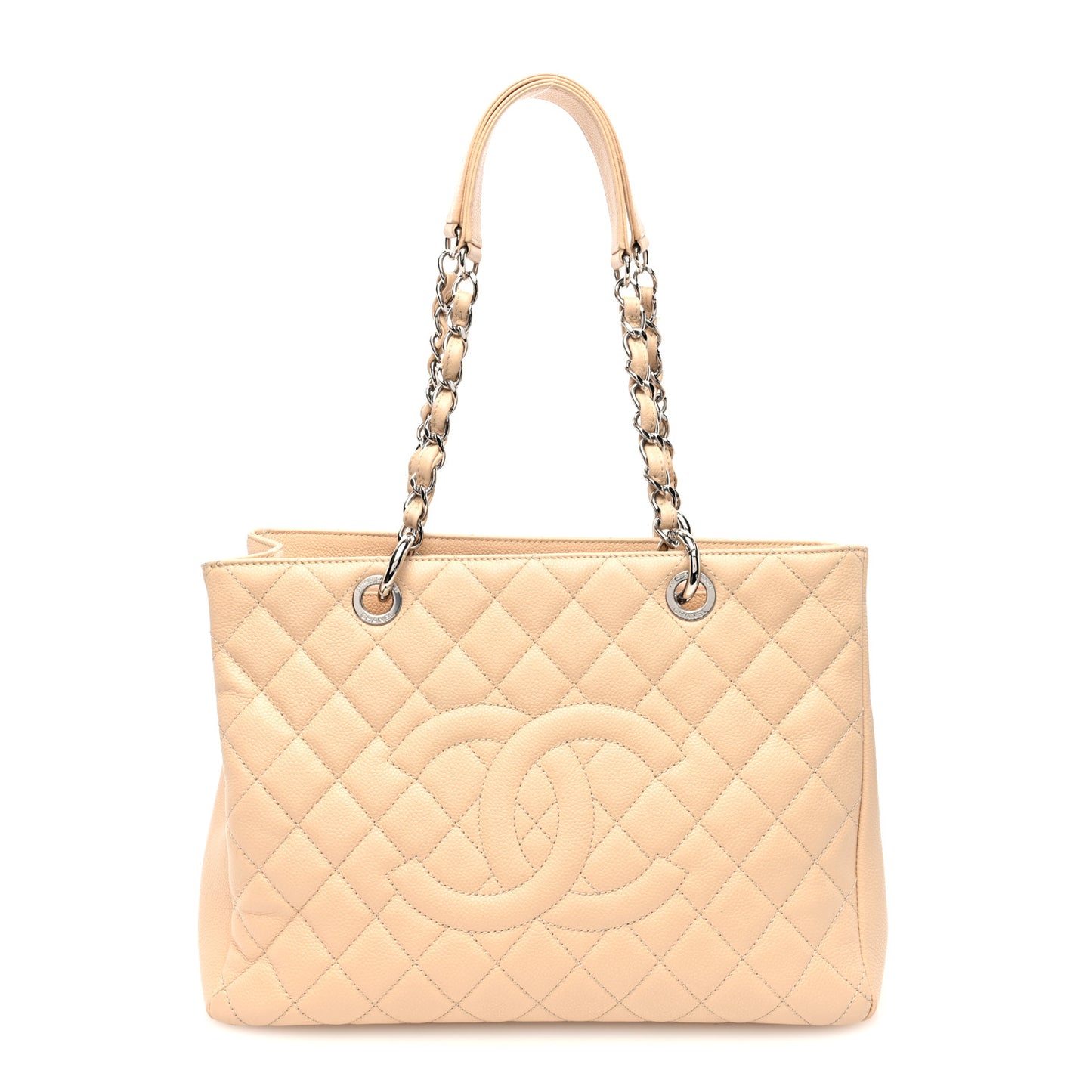 Caviar Quilted Grand Shopping Tote GST Beige Clair
