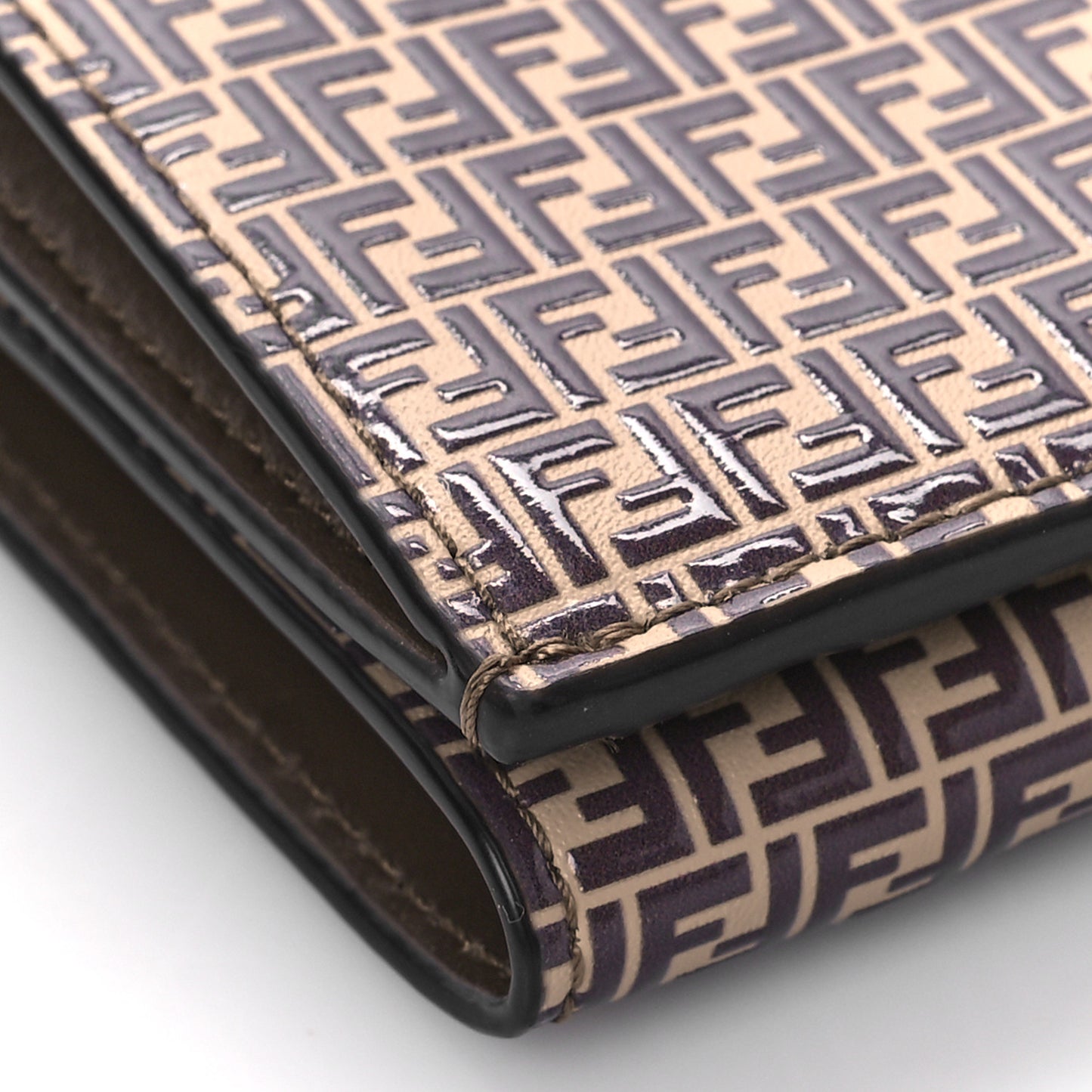 Vitello Liberty Micro FF Embossed Small O'Lock Wallet Beige Amido Maya