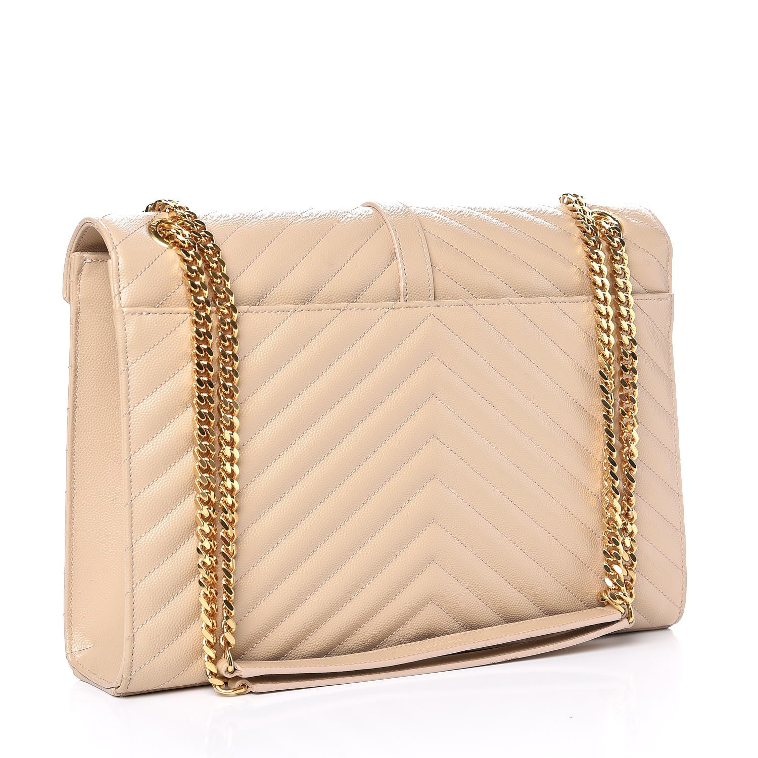Saint Laurent Grain De Poudre Matelasse Chevron Large Monogram Satchel Nude Powder 3 of 6