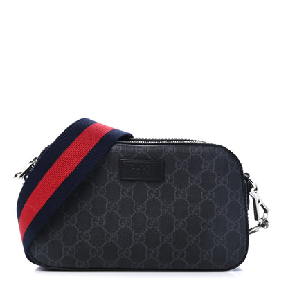 Gucci GG Supreme Monogram Web Shoulder Bag Black Grey 1 of 4