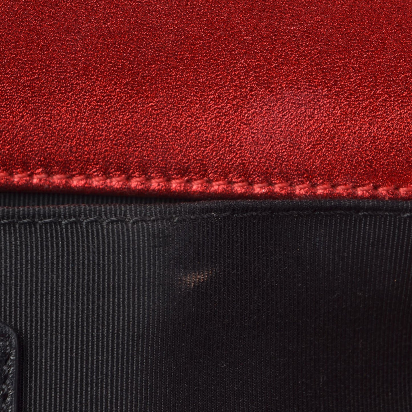 Metallic Patent Quilted Medium Boy Flap Red