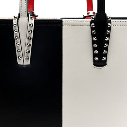 Christian Louboutin Calfskin Empire Spikes Small Bi-Color East West Cabata Tote Black White 8 of 11