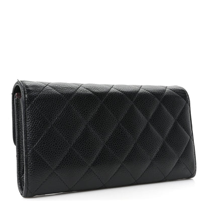 Chanel Caviar Quilted Large Gusset Flap Wallet Black 3 of 10