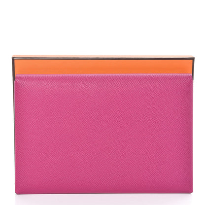 Hermes Epsom Calvi Pouch Rose Poupre Bleu Electrique 10 of 12