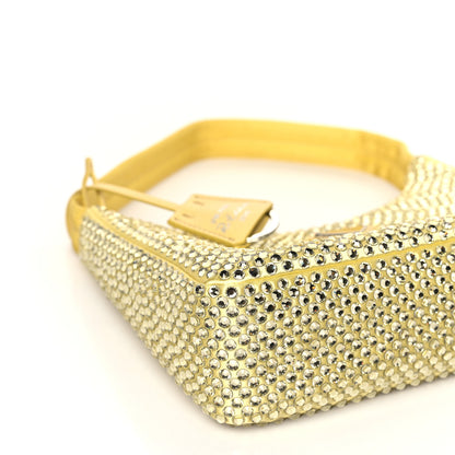 Prada Satin Crystal Mini Re-Edition 2000 Bag Ananas 7 of 9