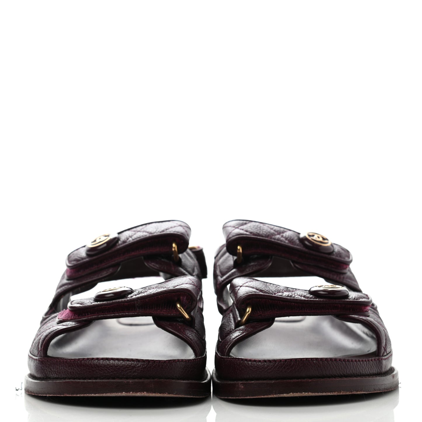 Grained Calfskin Velcro Dad Sandals 39 Maroon