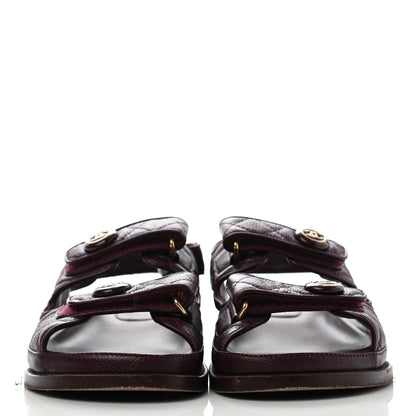 Chanel Grained Calfskin Velcro Dad Sandals 39 Maroon 2 of 13
