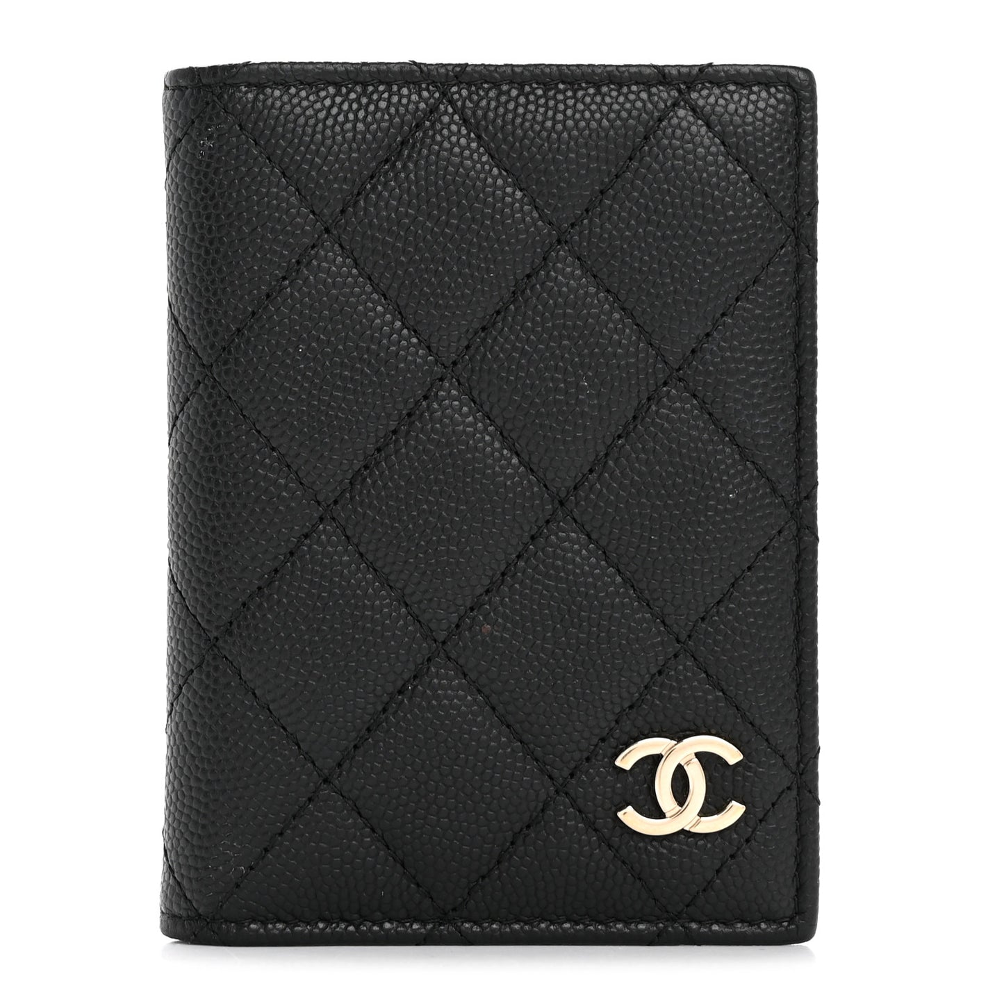 Caviar Quilted Card Holder Wallet Black