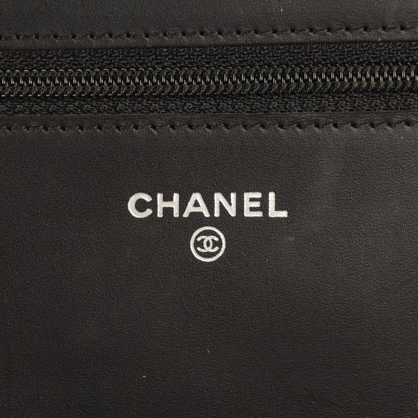 Calfskin Quilted Cambon Wallet On Chain WOC Black