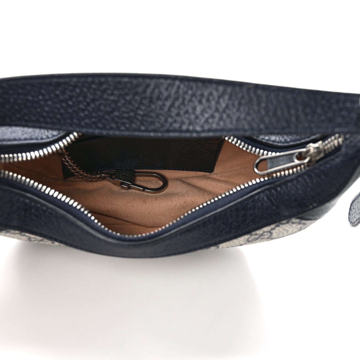 Gucci GG Supreme Monogram Textured Dollar Calfskin Web Mini Ophidia Half Moon Hobo Beige Blue 5 of 8