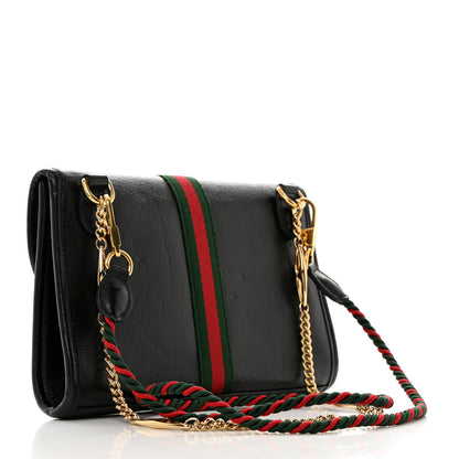 Gucci Textured Calfskin Web Small Rajah Slim Flap Shoulder Bag Black 3 of 10