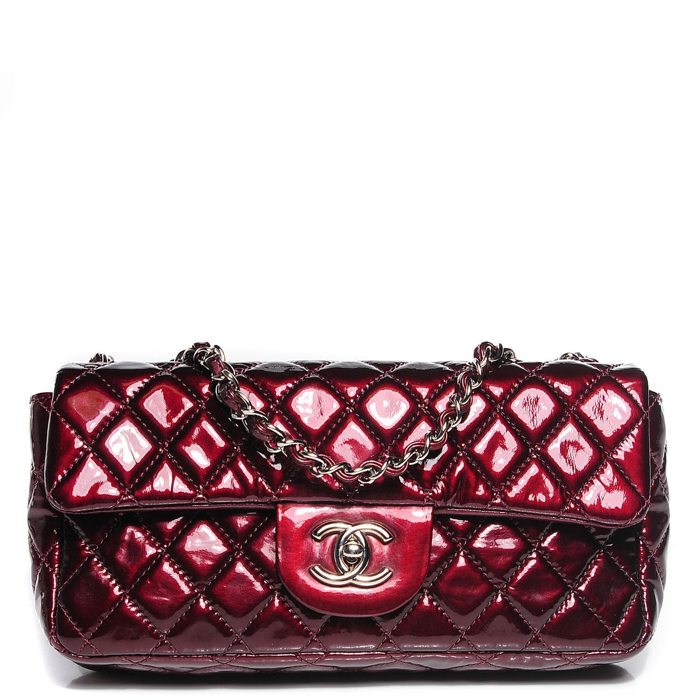 Patent Quilted East West Flap Bordeaux