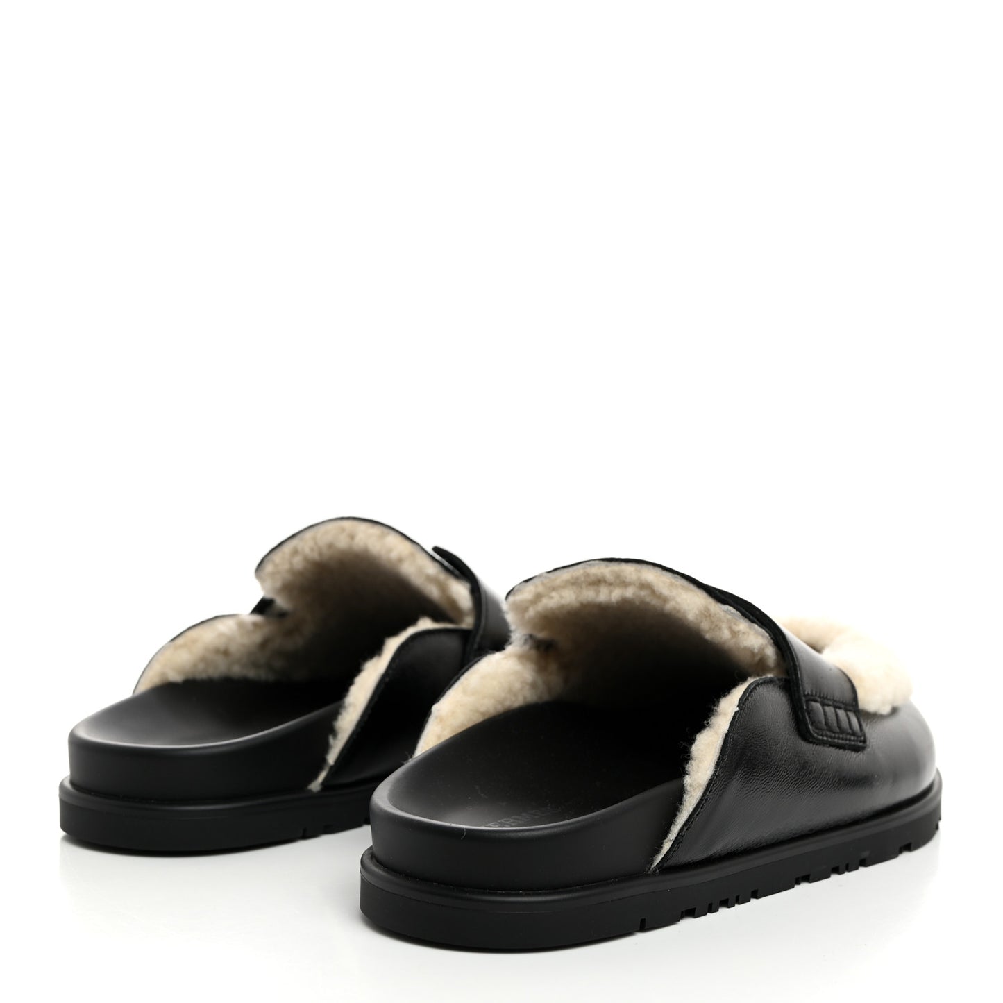 Glazed Nappa Shearling Shearling Go Mules 37 Black Ecru