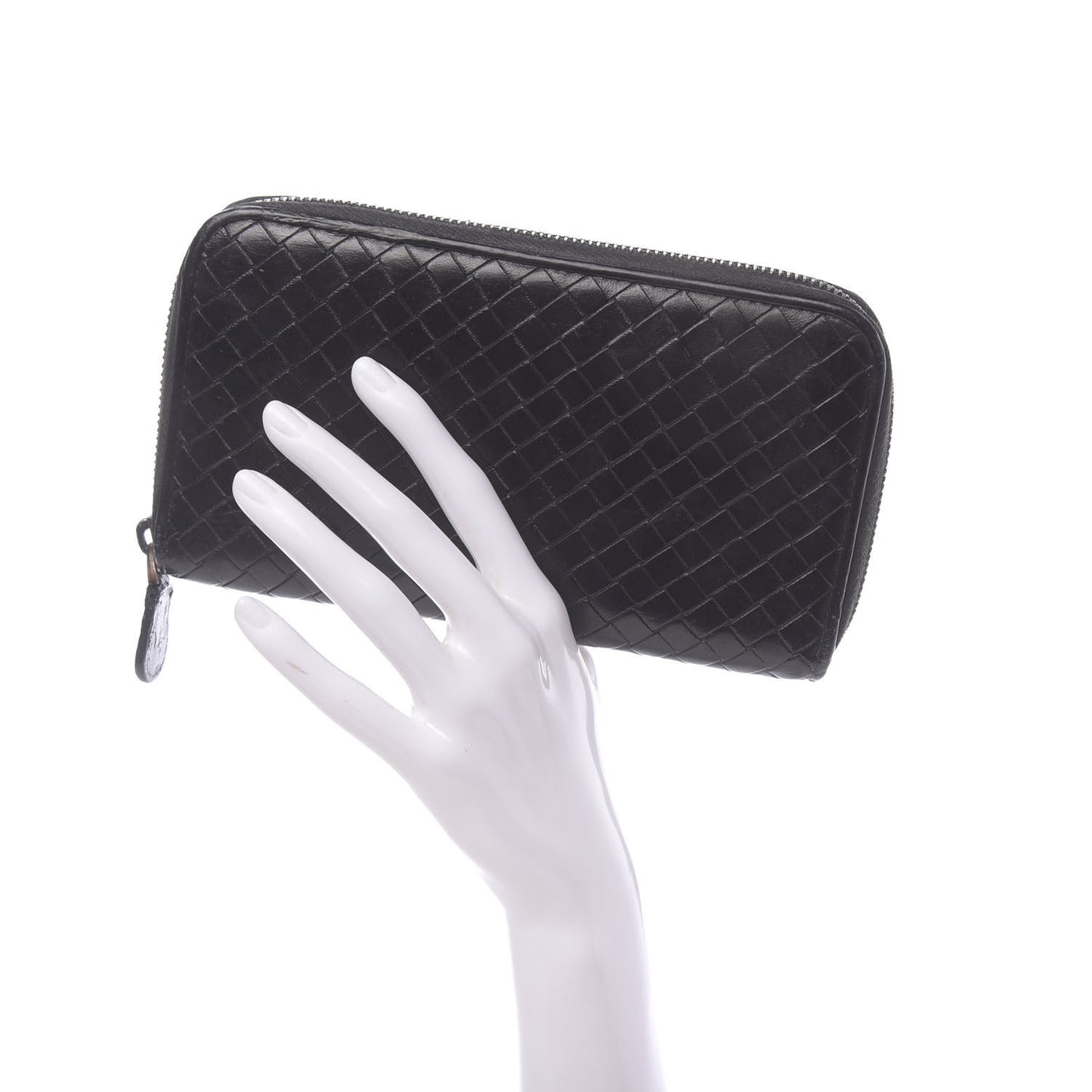 Nappa Intrecciato Zip Around Wallet Black