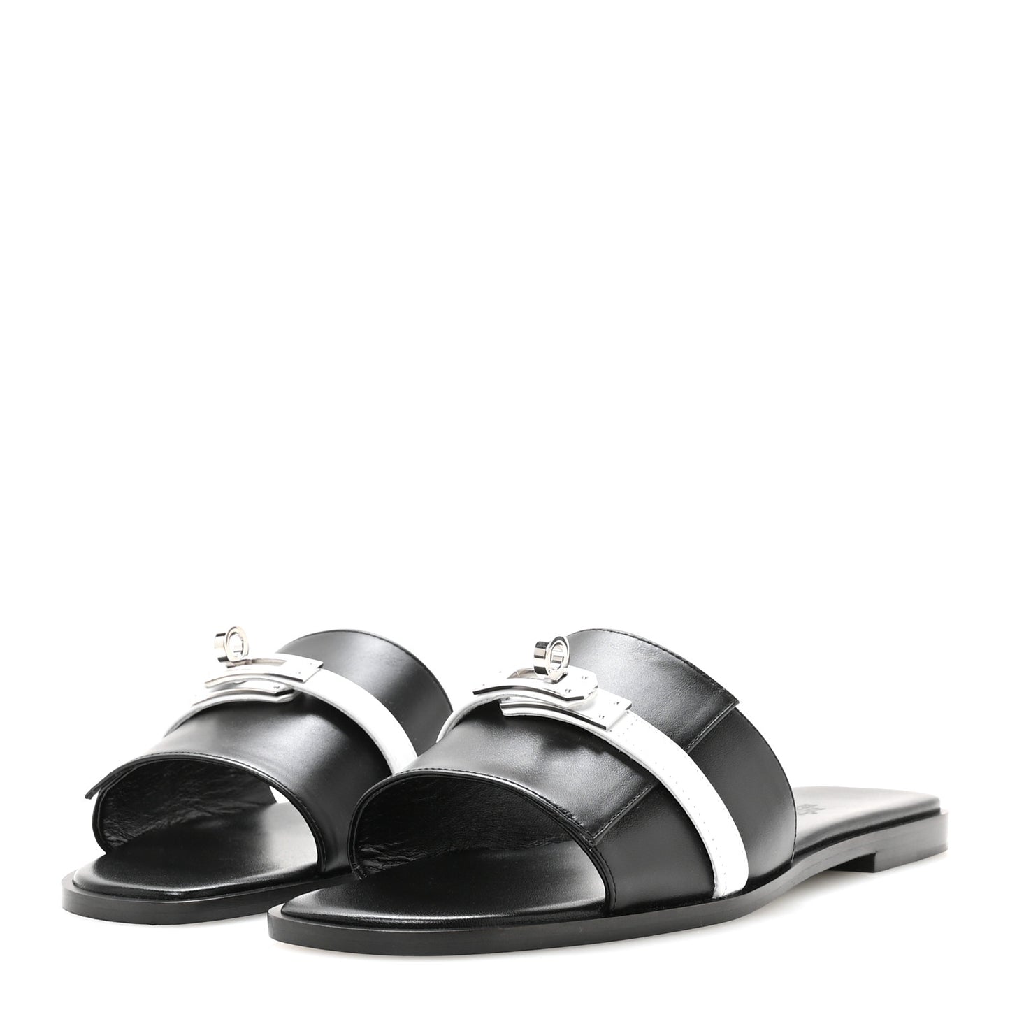 Calfskin Giulia Sandals 39 Black White