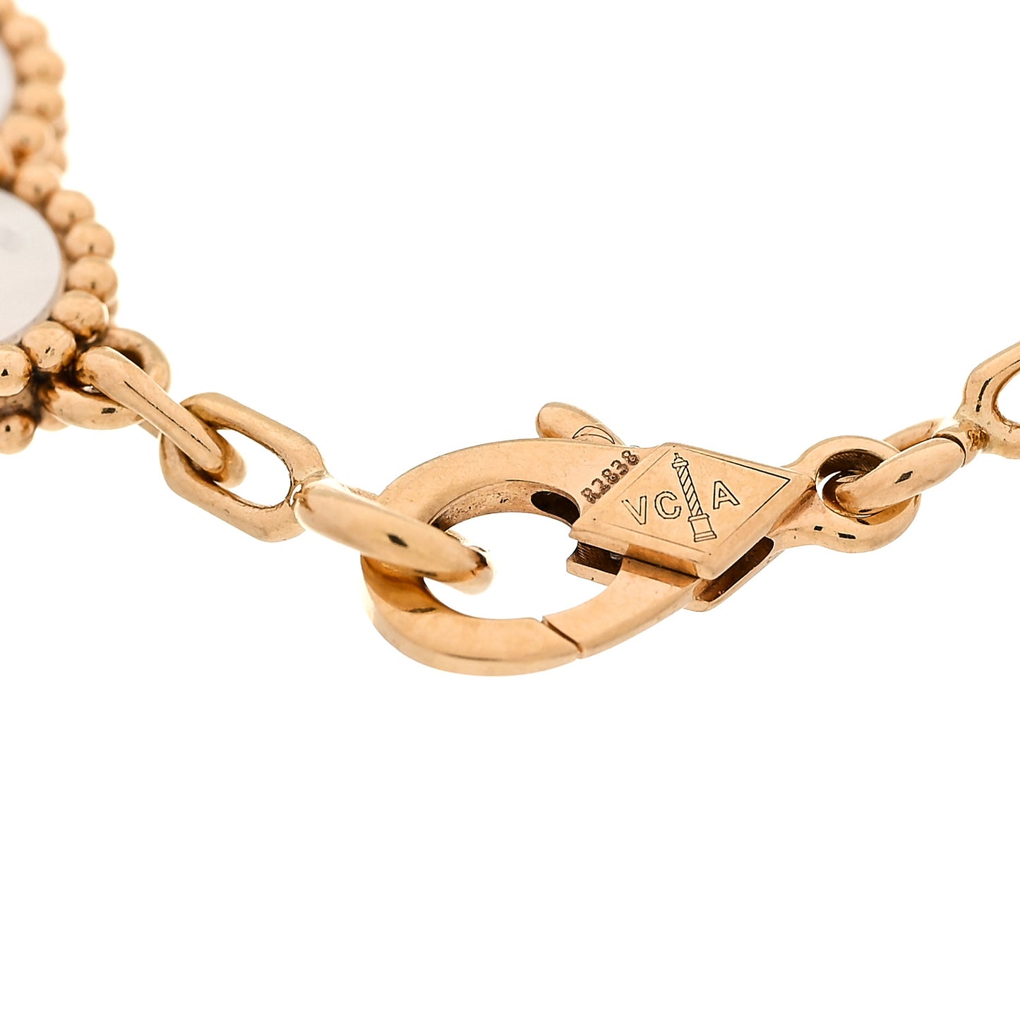 18K Yellow Gold Mother of Pearl 5 Motifs Vintage Alhambra Bracelet