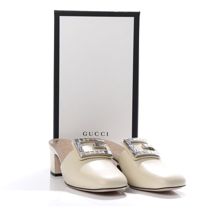 Gucci Malaga Kid Crystal Square G Madelyn Mules 38 Vintage White 10 of 10
