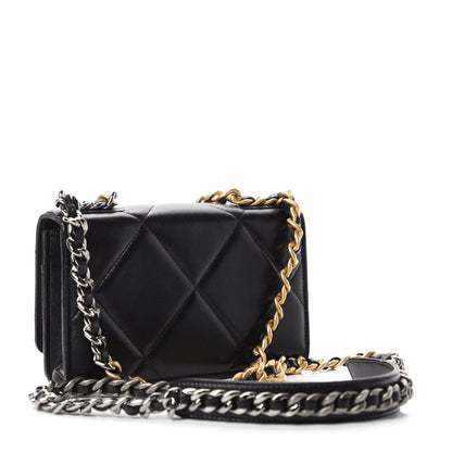 Chanel Goatskin Quilted Chanel 19 Wallet On Chain WOC Black 3 of 14