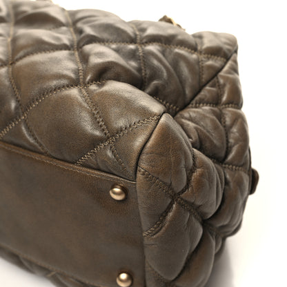 Chanel Calfskin Bubble Quilt Bowler Brown 10 of 12
