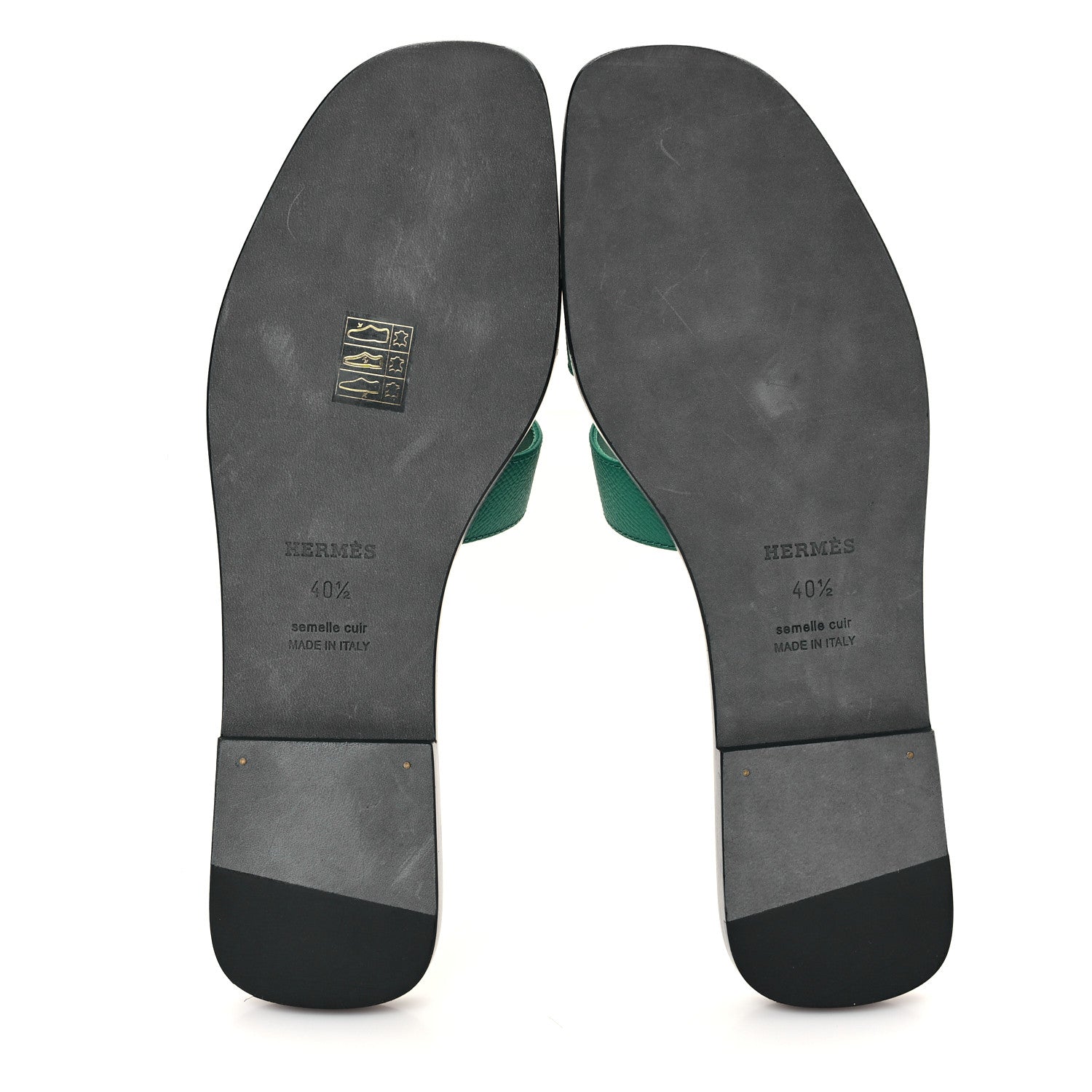Hermes Epsom Oran Sandals 40.5 Vert Emeraude 6 of 10