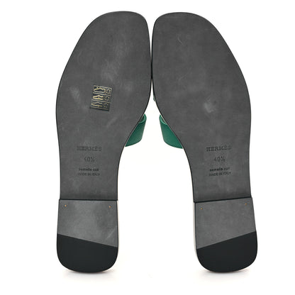 Hermes Epsom Oran Sandals 40.5 Vert Emeraude 6 of 10