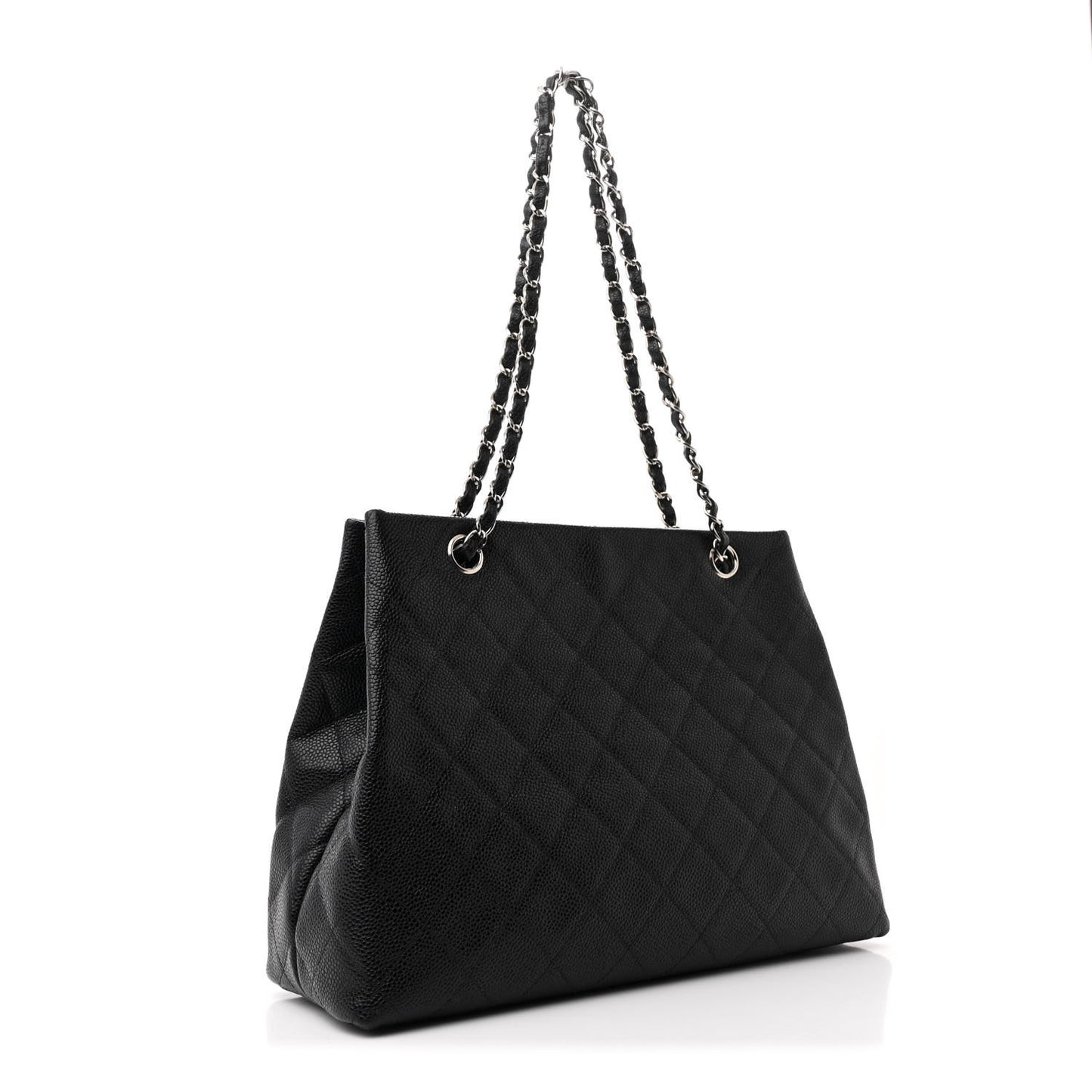 Caviar Quilted Small Shopping Tote Black