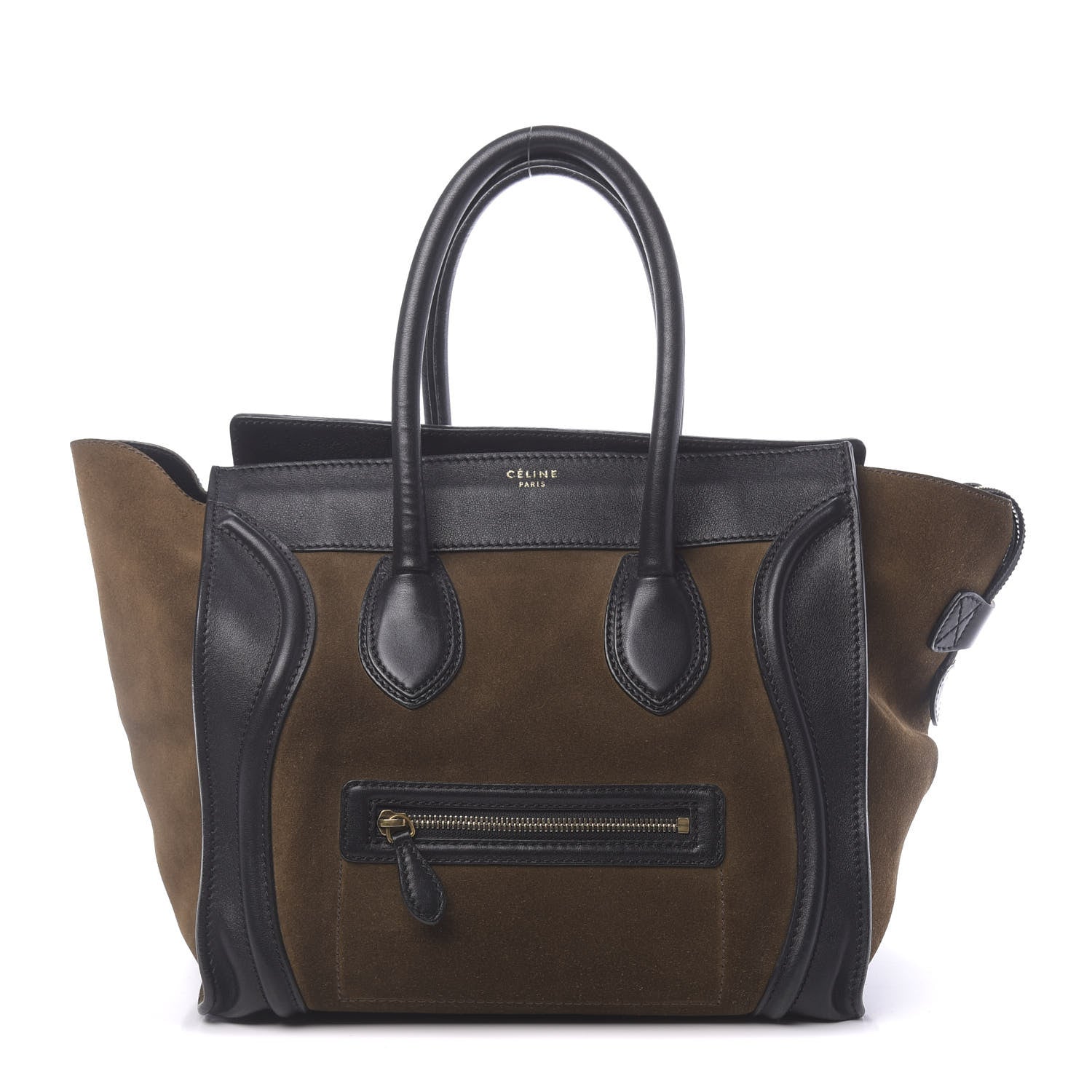 Celine Suede Smooth Calfskin Mini Luggage Olive 1 of 12