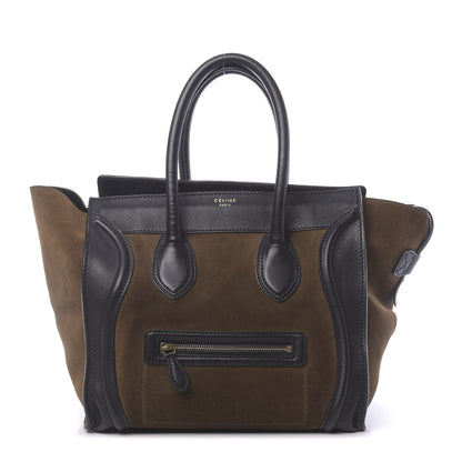 Celine Suede Smooth Calfskin Mini Luggage Olive 1 of 12