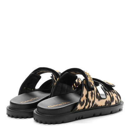 Christian Dior Technical Fabric Mizza Print DiorAct Sandals 40 Beige Multicolor 4 of 8