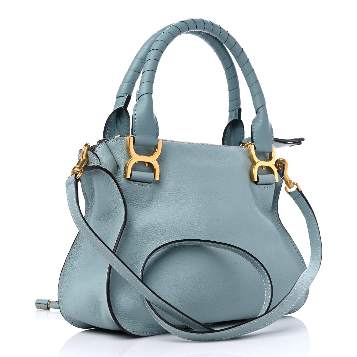 Calfskin Small Marcie Satchel Faded Blue