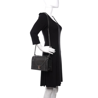 Christian Dior Metallic Patent Micro-Cannage Medium Diorama Flap Bag Silver 2 of 11