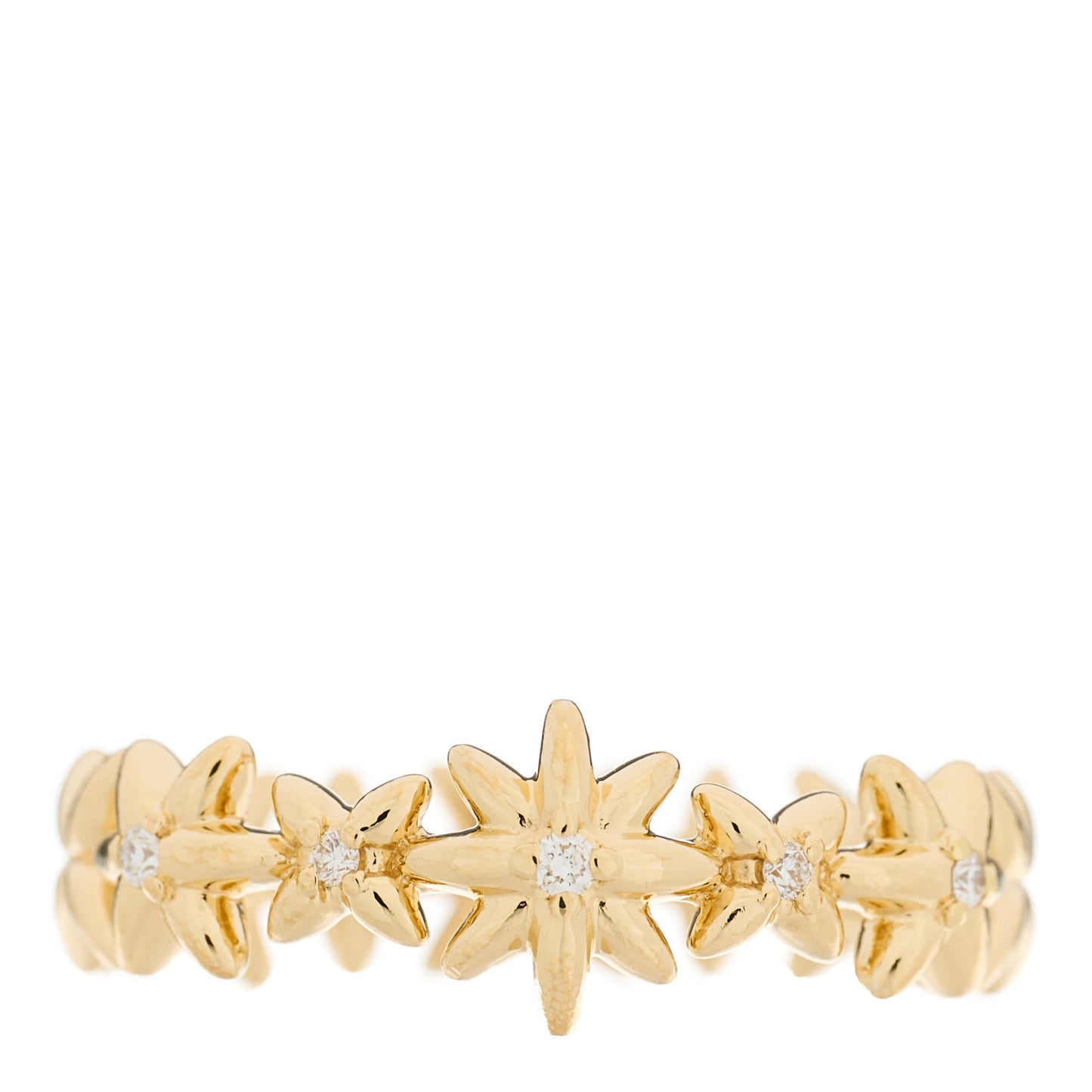 18K Yellow Gold Diamond Starburst Constellation Ring 54 7