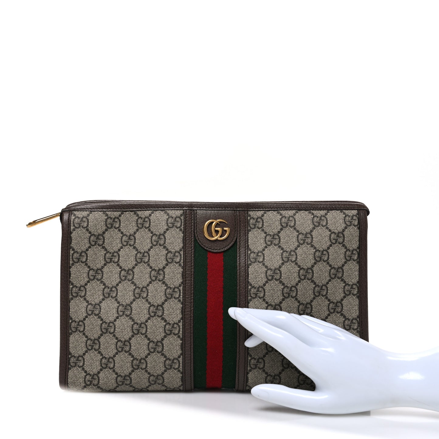 GG Supreme Monogram Web Ophidia GG Toiletry Case Beige New Acero