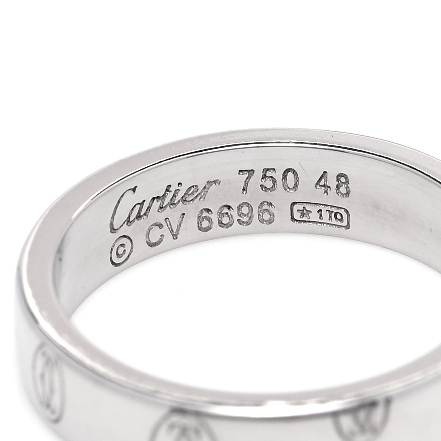 18K White Gold 4mm Happy Birthday Band Ring 48 4.5