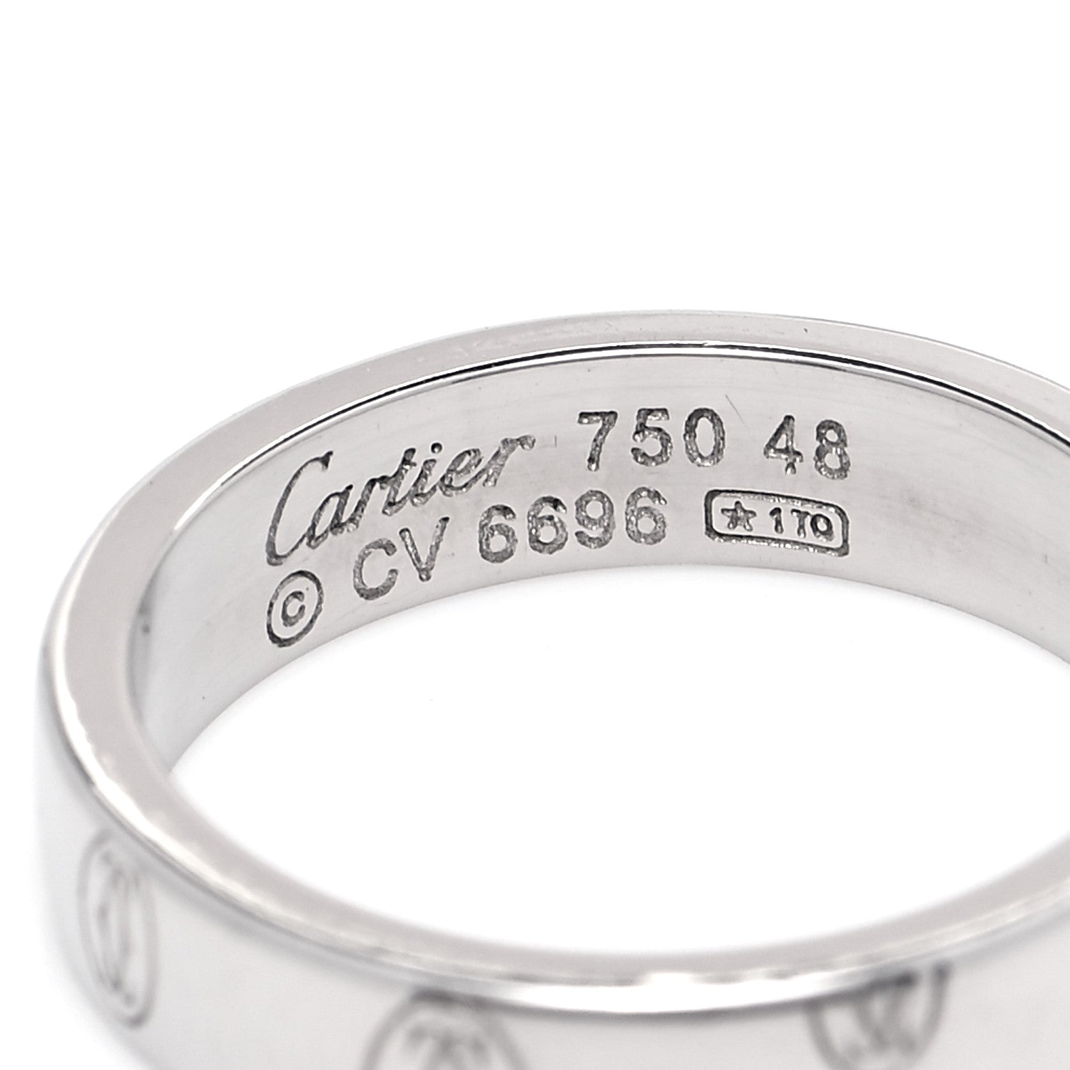 Cartier 18K White Gold 4mm Happy Birthday Band Ring 48 4.5 4 of 4