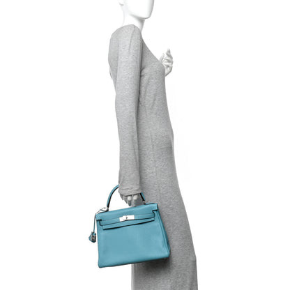 Hermes Taurillon Clemence Kelly Retourne 28 Turquoise 2 of 10