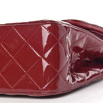 Chanel Patent Quilted Jumbo Double Flap Dark Red 13 of 15