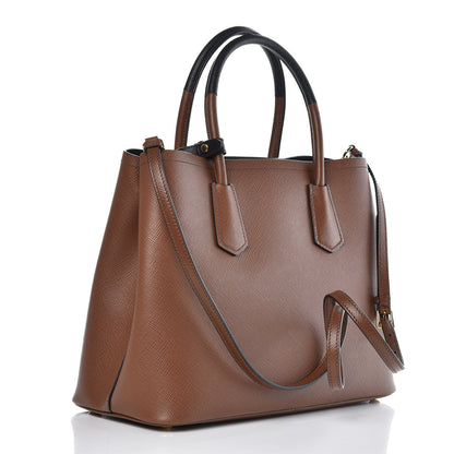 Prada Saffiano Cuir Small Bi-Color Double Bag Palissandro Black 3 of 7