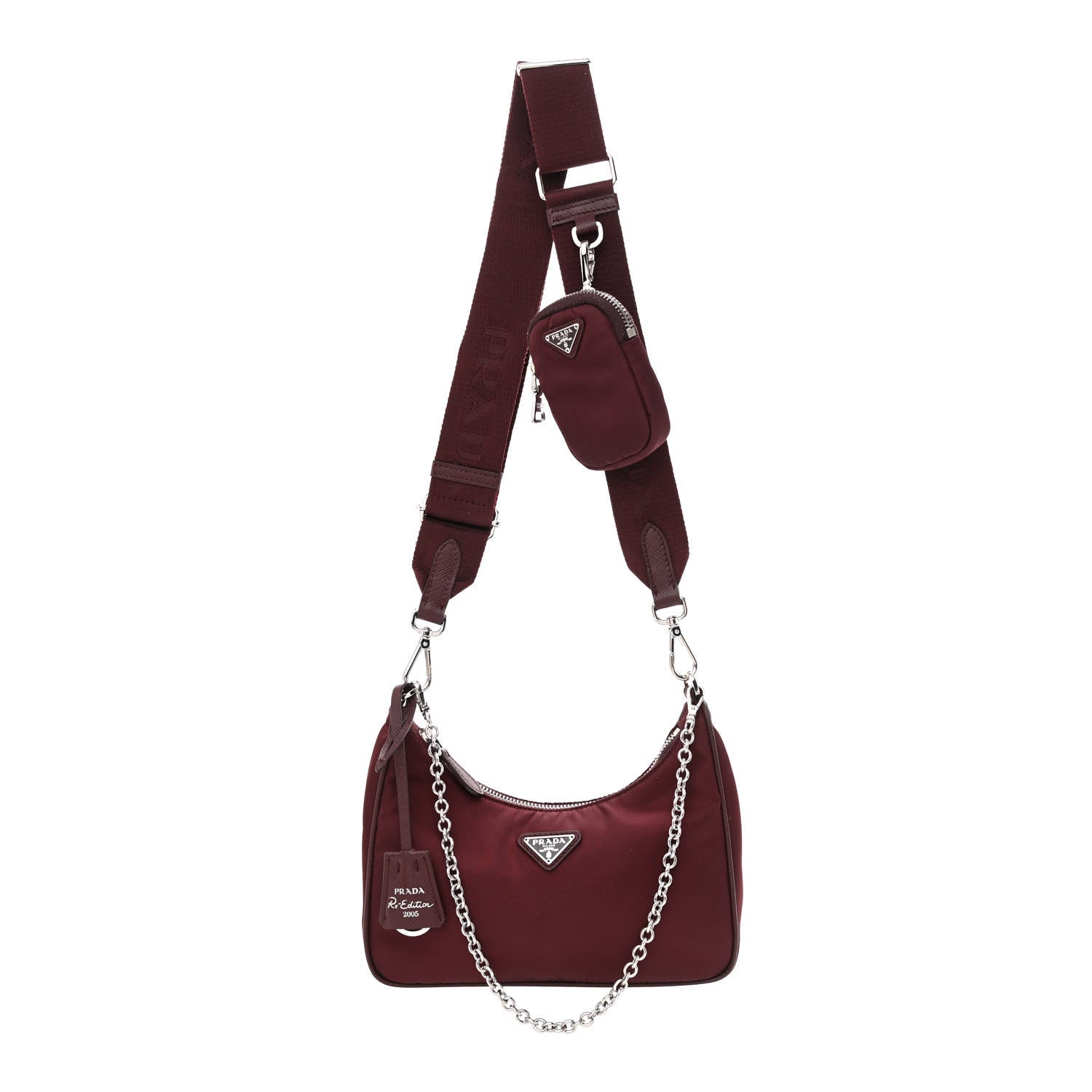 Prada Tessuto Nylon Re-Edition 2005 Shoulder Bag Granato 1 of 12