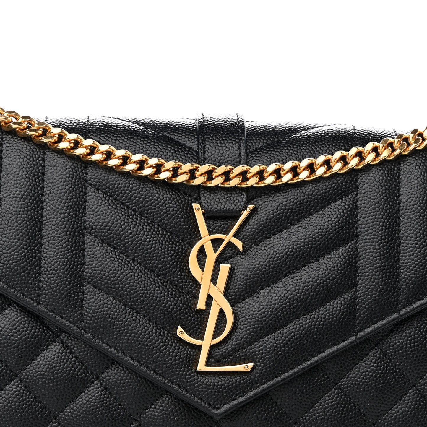Grain De Poudre Mixed Matelasse Triquilt Monogram Chain Wallet Black