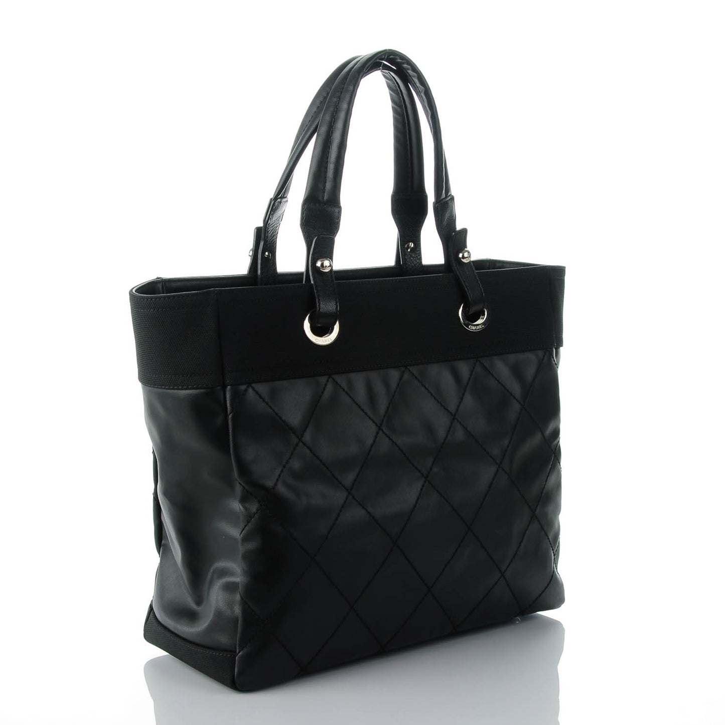 Coated Canvas Large Paris Biarritz Tote Black