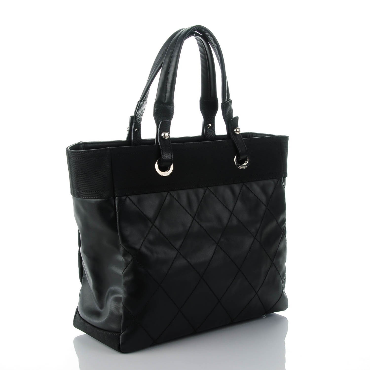 Chanel Coated Canvas Large Paris Biarritz Tote Black 3 of 7