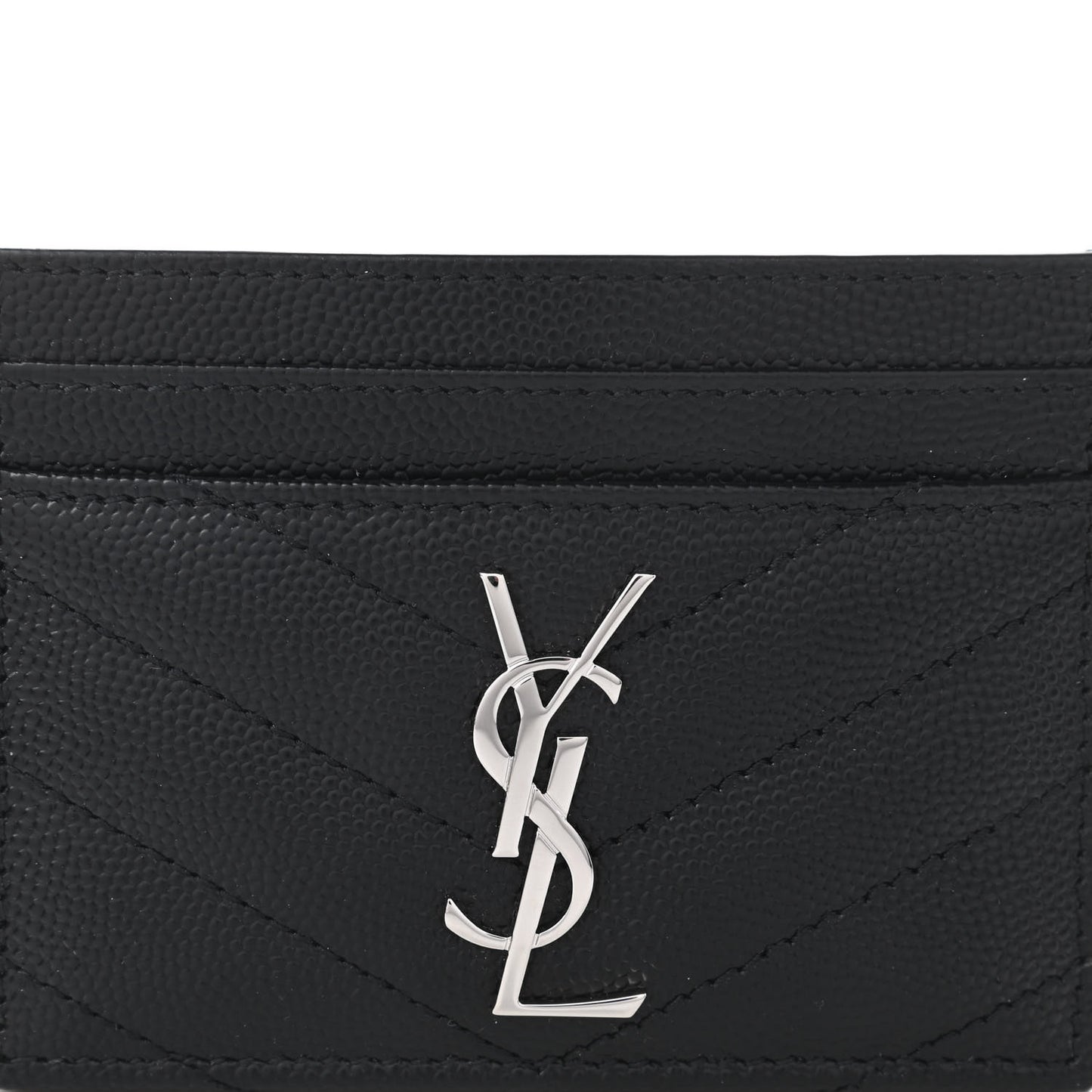 Grain De Poudre Matelasse Chevron Monogram Credit Card Case Black