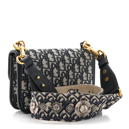 Christian Dior Oblique Small DiorAddict Flap Bag Navy Blue 3 of 14