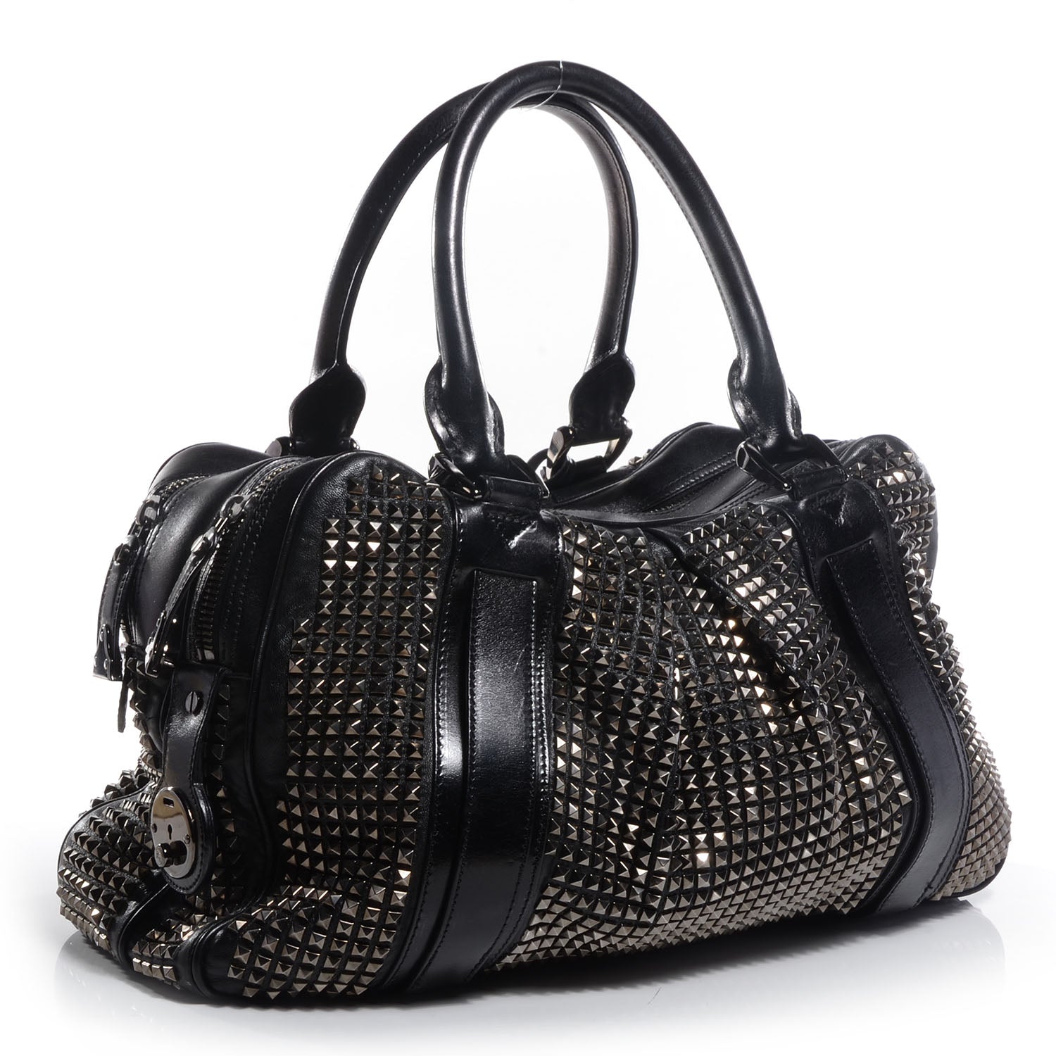 Burberry Prorsum Calfskin Studded Knight Satchel Black 3 of 10