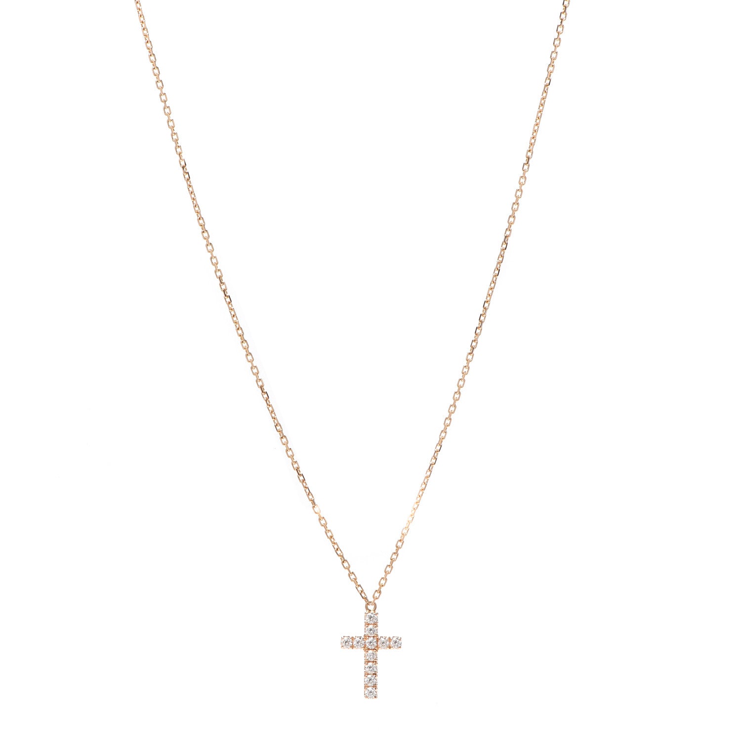 Cartier 18K Pink Gold Diamond Symbols Cross Pendant Necklace 1 of 5