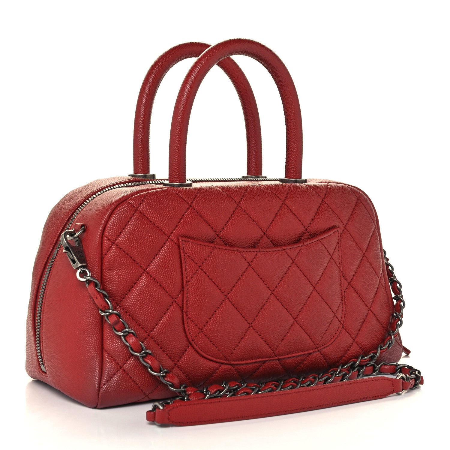 Chanel Caviar Quilted Small Coco Handle Bowling Bag Red 3 of 10