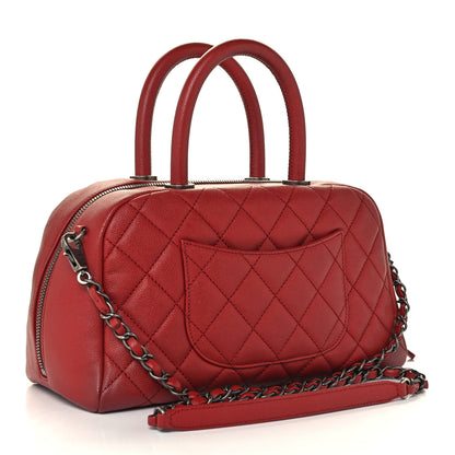 Chanel Caviar Quilted Small Coco Handle Bowling Bag Red 3 of 10