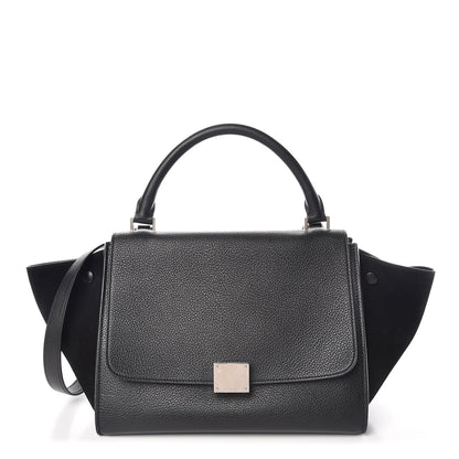 Celine Drummed Calfskin Suede Small Trapeze Black 1 of 11